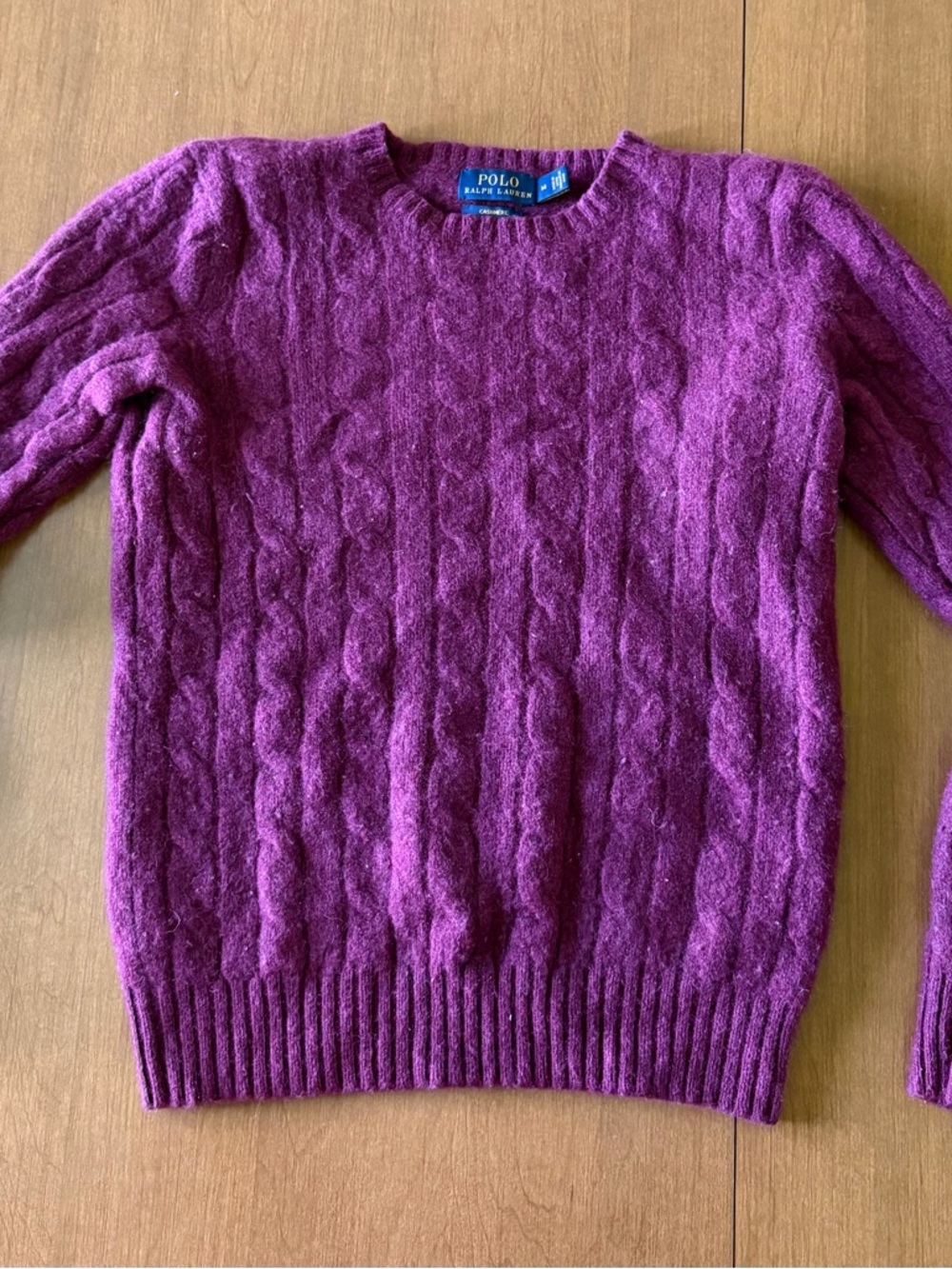 Polo by Ralph Lauren Women's Cashmere’s Cable-Knit Crew Sweater in Plum